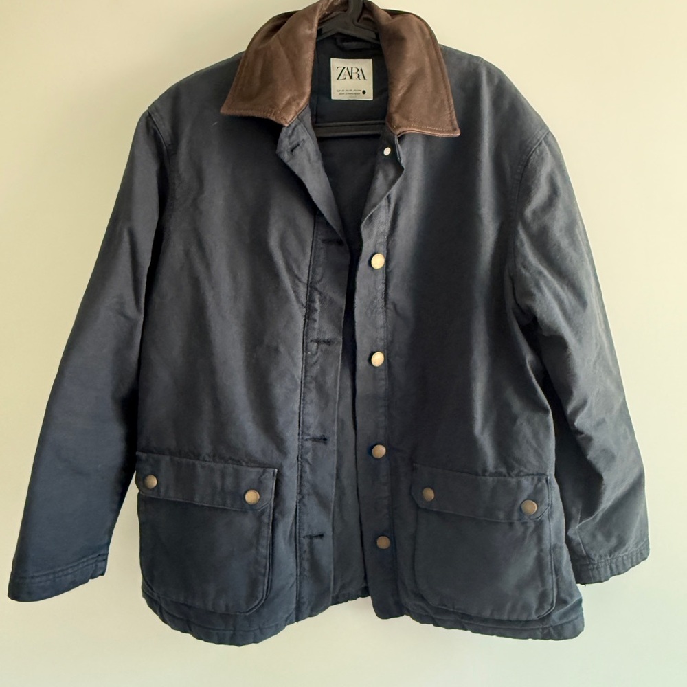 Zara Navy and Brown Jacket